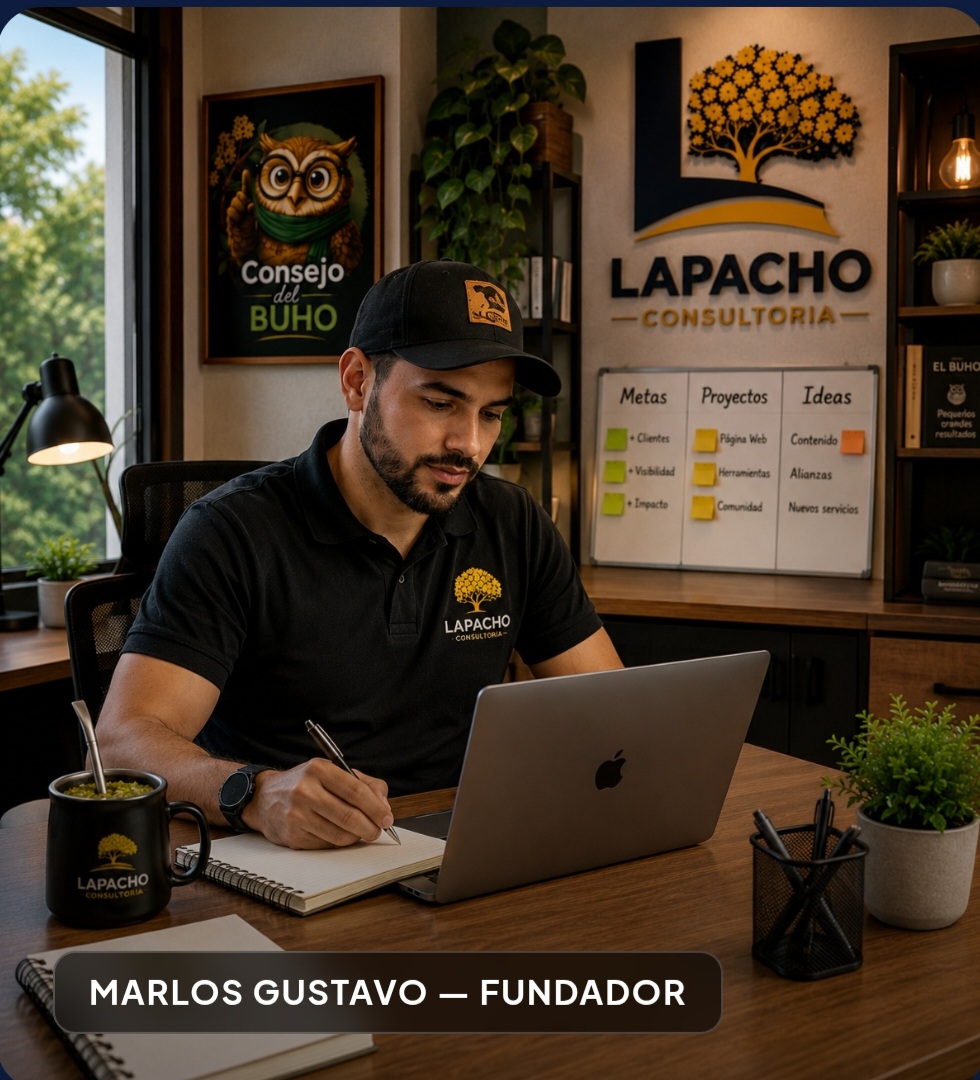 Marlos Gustavo, fundador do RealFrete e da Lapacho Consultoria, em seu escritório